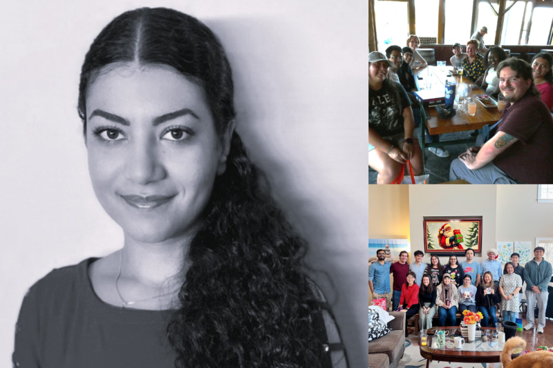 A collage of photos of Rana Estaleen and her lab colleagues